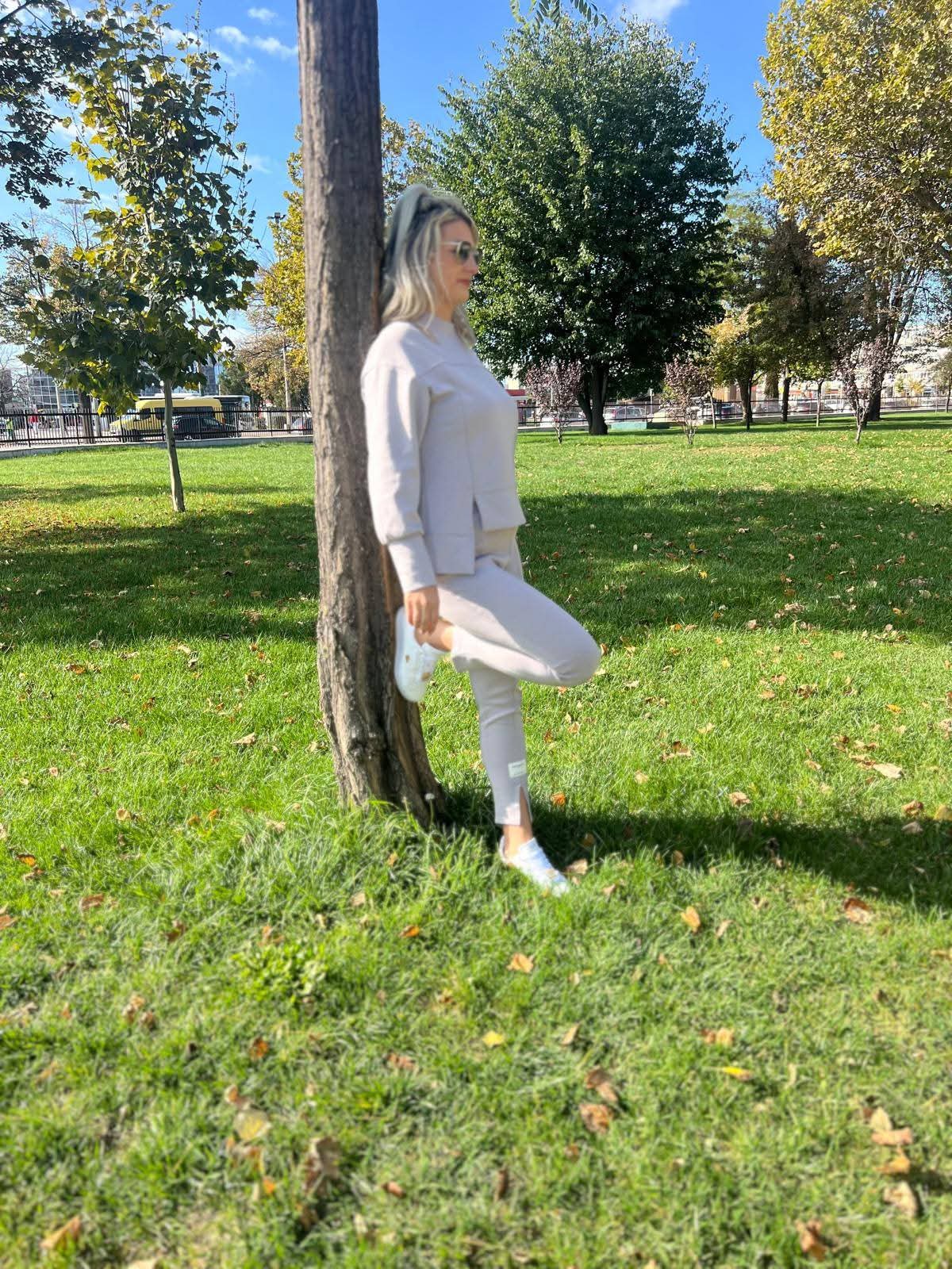 Trening damă gri din bumbac 